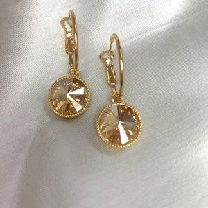 12MM Swarovski Golden Shadow Dangle Earring